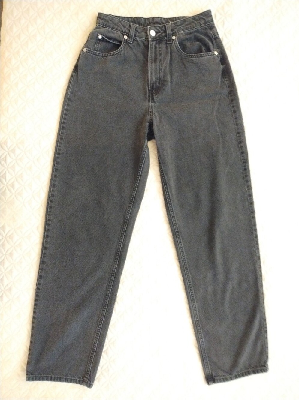 H&M &Denim 90s Baggy Ultra High Waist Barrel Mom Jeans Black